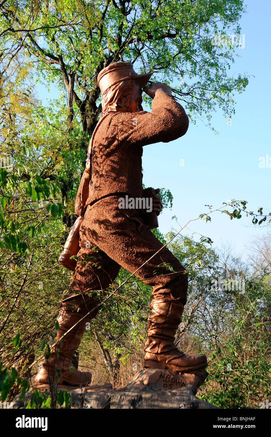 David Livingstone statua Mosi-Oa Tunya National Park al fiume Zambesi e Livingstone Provincia del Sud Africa Zambia explorer Foto Stock
