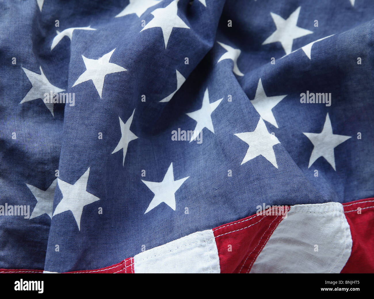 Campo stella da una vecchia bandiera americana Foto Stock