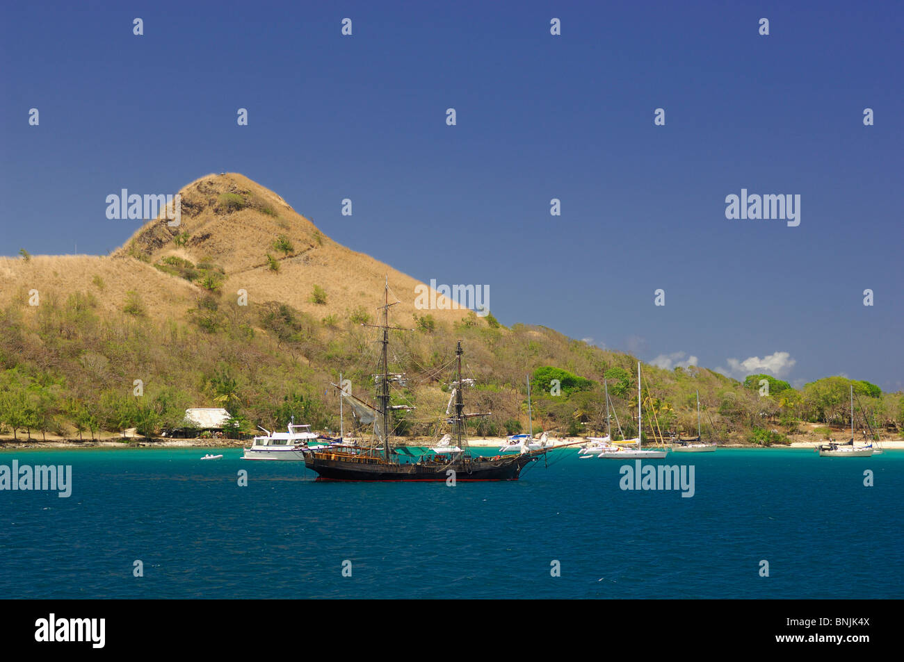 Rodney Bay Saint Lucia Caraibi costa del mare oceano barche barca veliero sailship Foto Stock