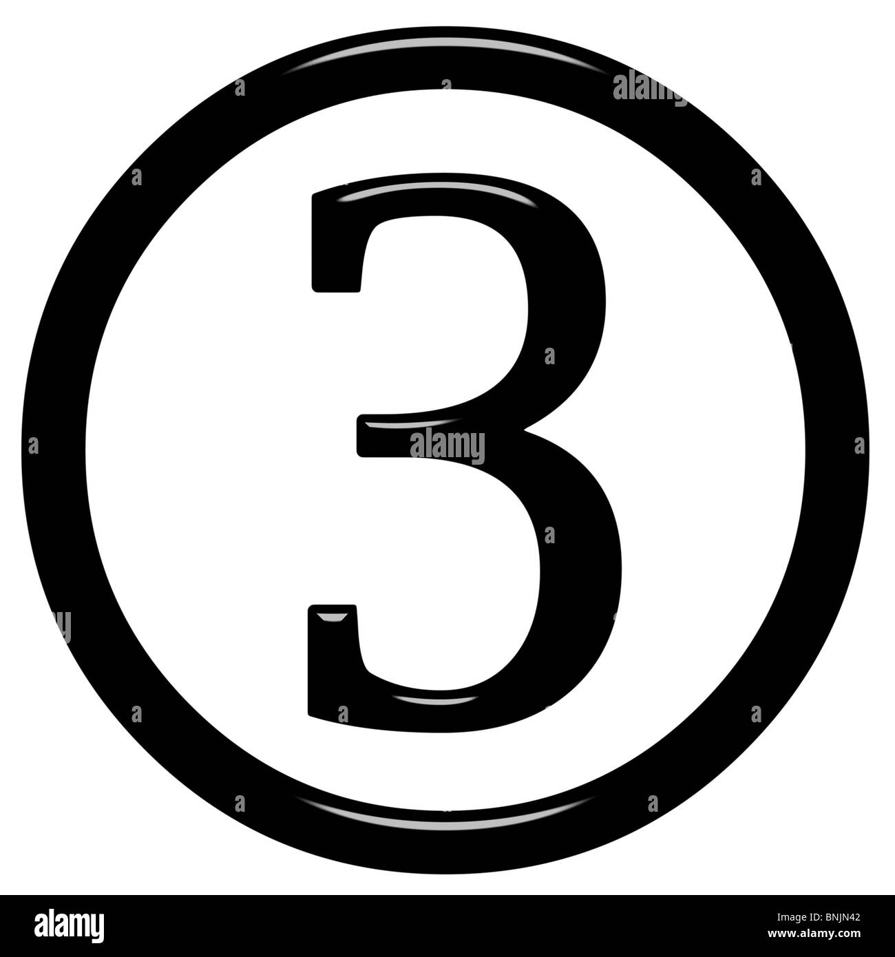 3d incorniciato numero 3 Foto Stock