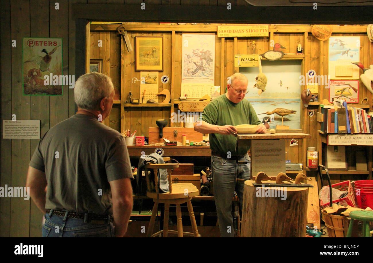 Decoy Makiing presentano presso il Virginia Aquarium e Marine Science Center, Virginia Beach, Virginia, Stati Uniti d'America Foto Stock