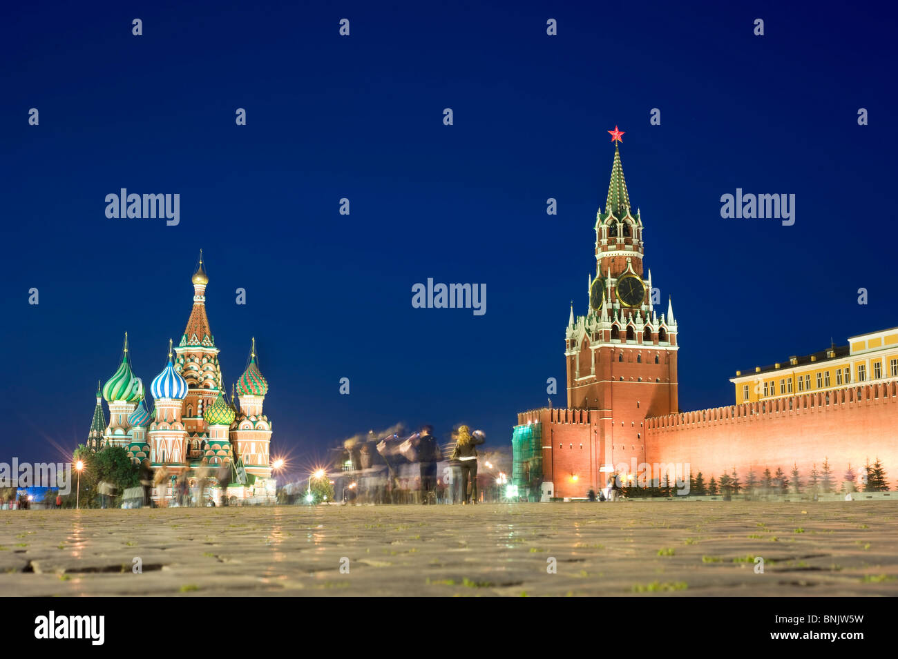 La piazza Rossa di notte, a Mosca. La Russia Foto Stock