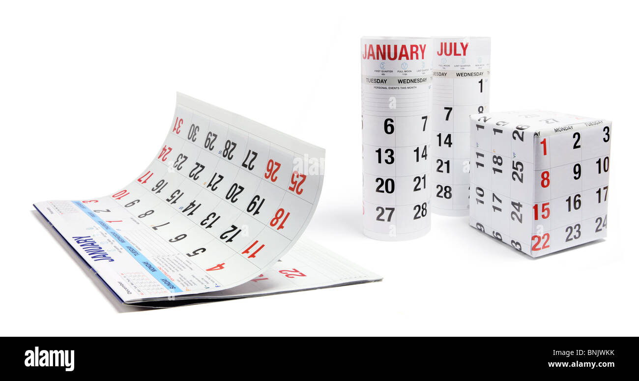 Calendari e pacco Foto Stock