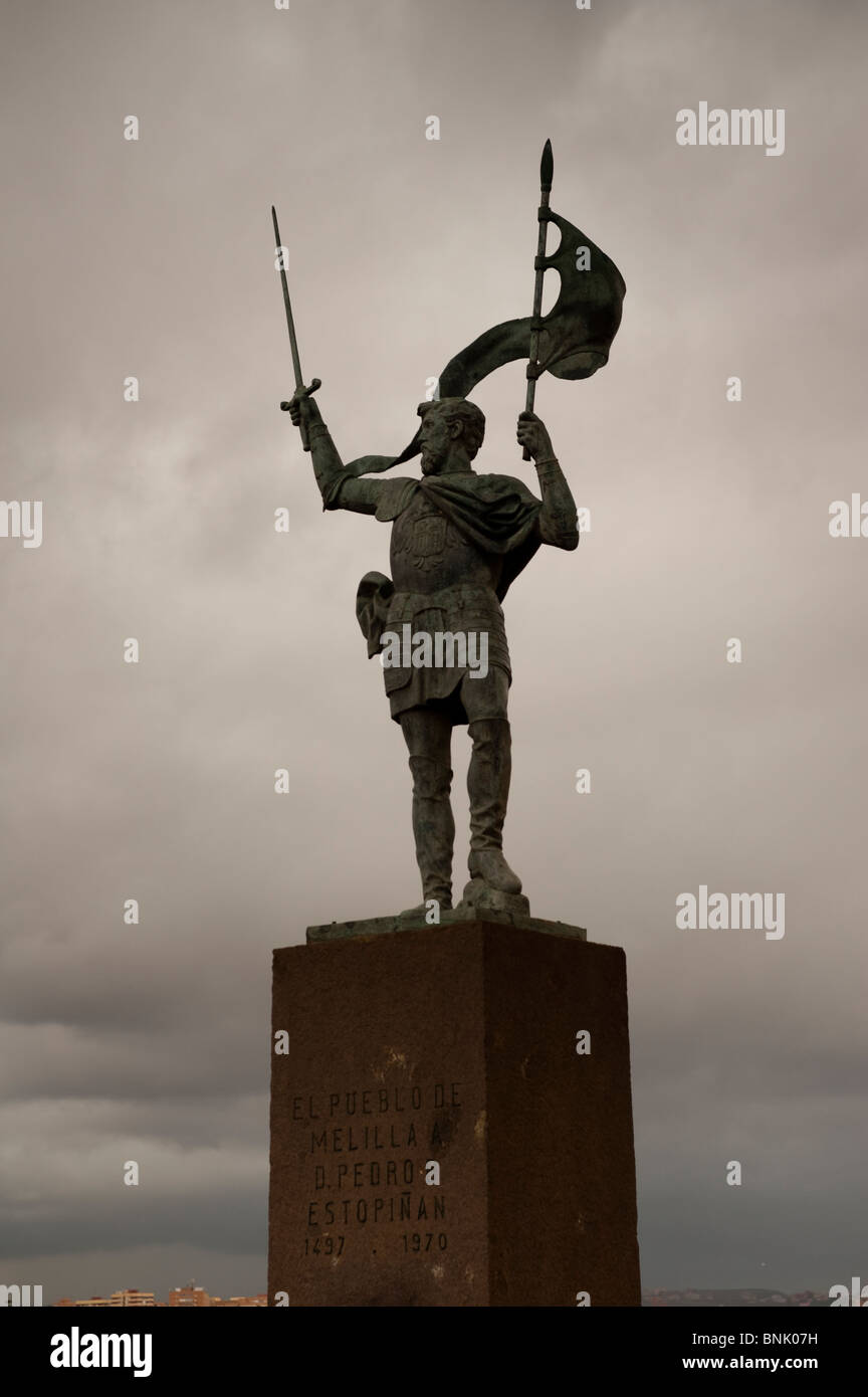Monumento a Pedro Estopiñan, conquistatore di Melilla, Melilla, Spagna, Europa. Foto Stock