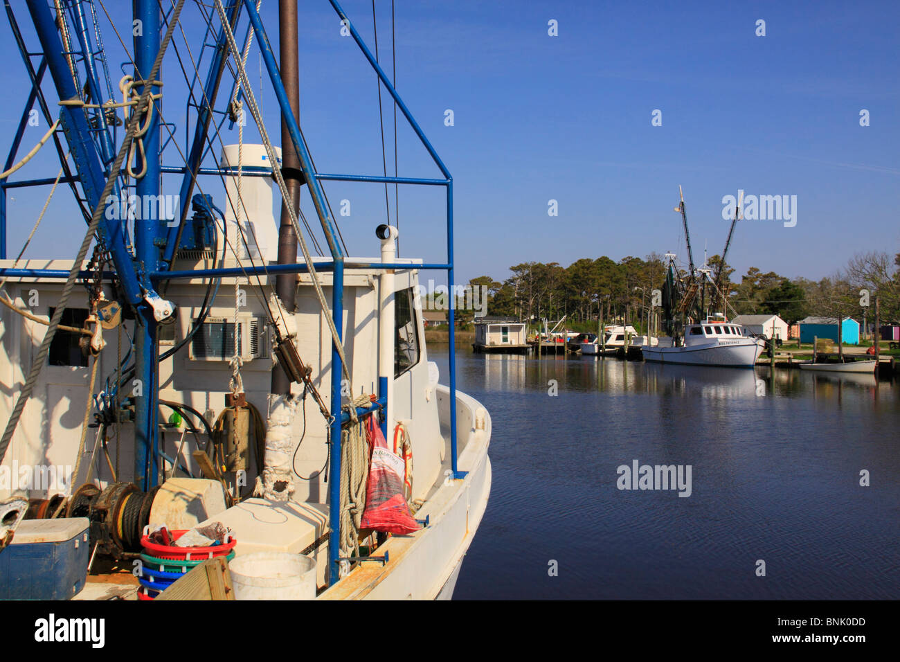 Barche da pesca in porto a Atlantic, North Carolina, STATI UNITI D'AMERICA Foto Stock