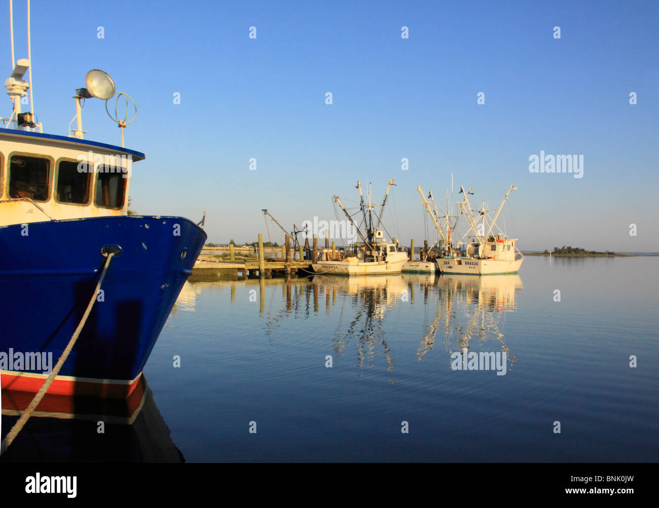 Barche da pesca ormeggiata al porto di Beaufort, North Carolina, STATI UNITI D'AMERICA Foto Stock