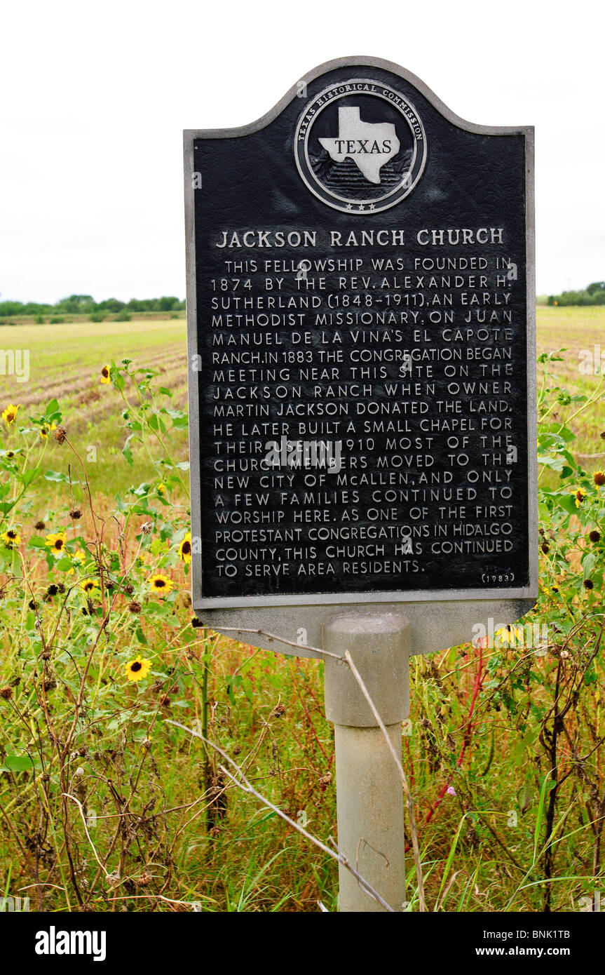 Texas, McAllen. Jackson Ranch Church, sito storico. Foto Stock