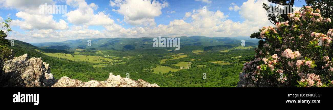Vista della Germania Valle e manopola di abete rosso da Nord a forcella il sentiero di montagna, Franklin, West Virginia, USA Foto Stock