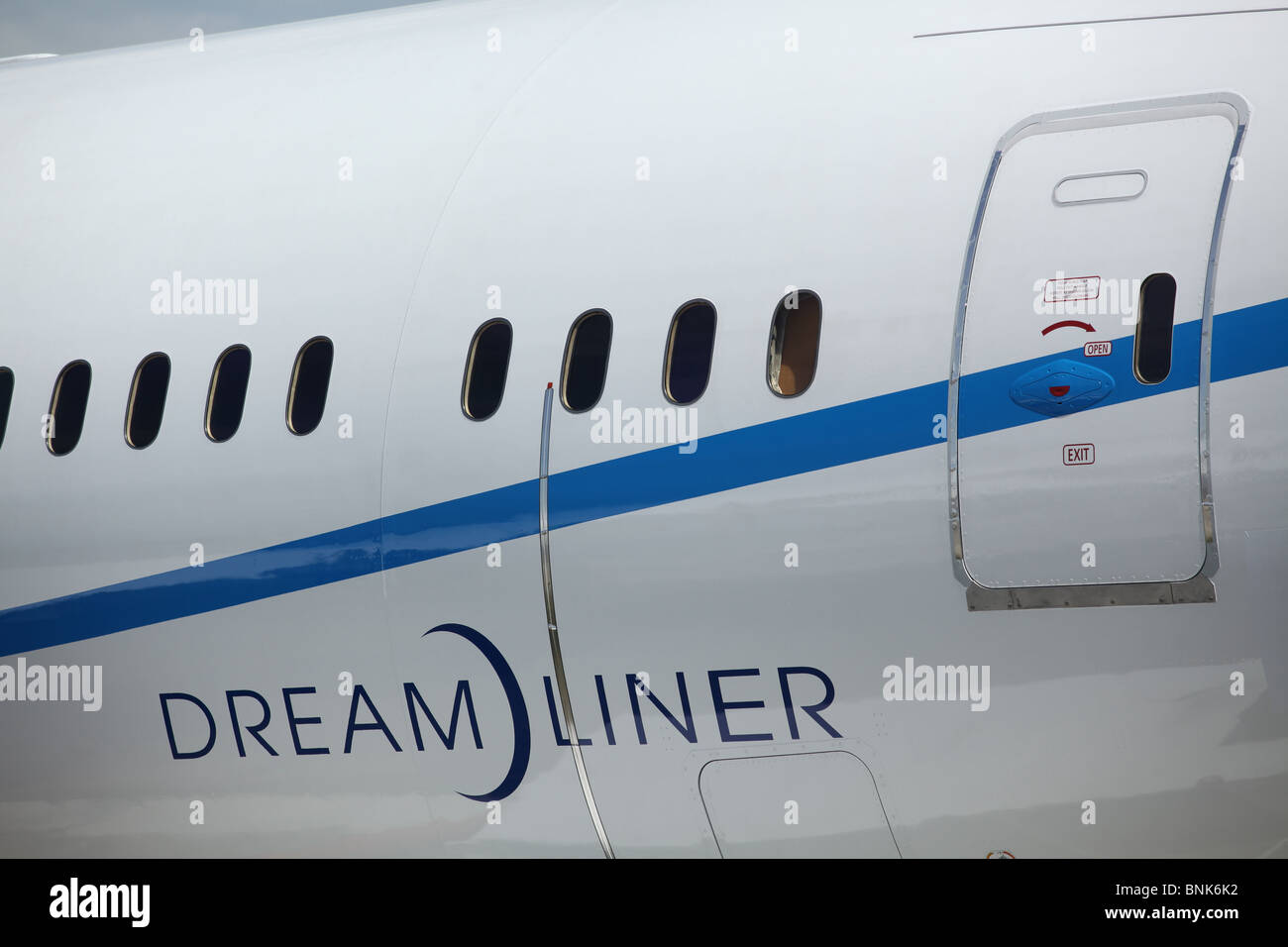 Close up di fusoliera del Boeing 787 Dreamliner Foto Stock