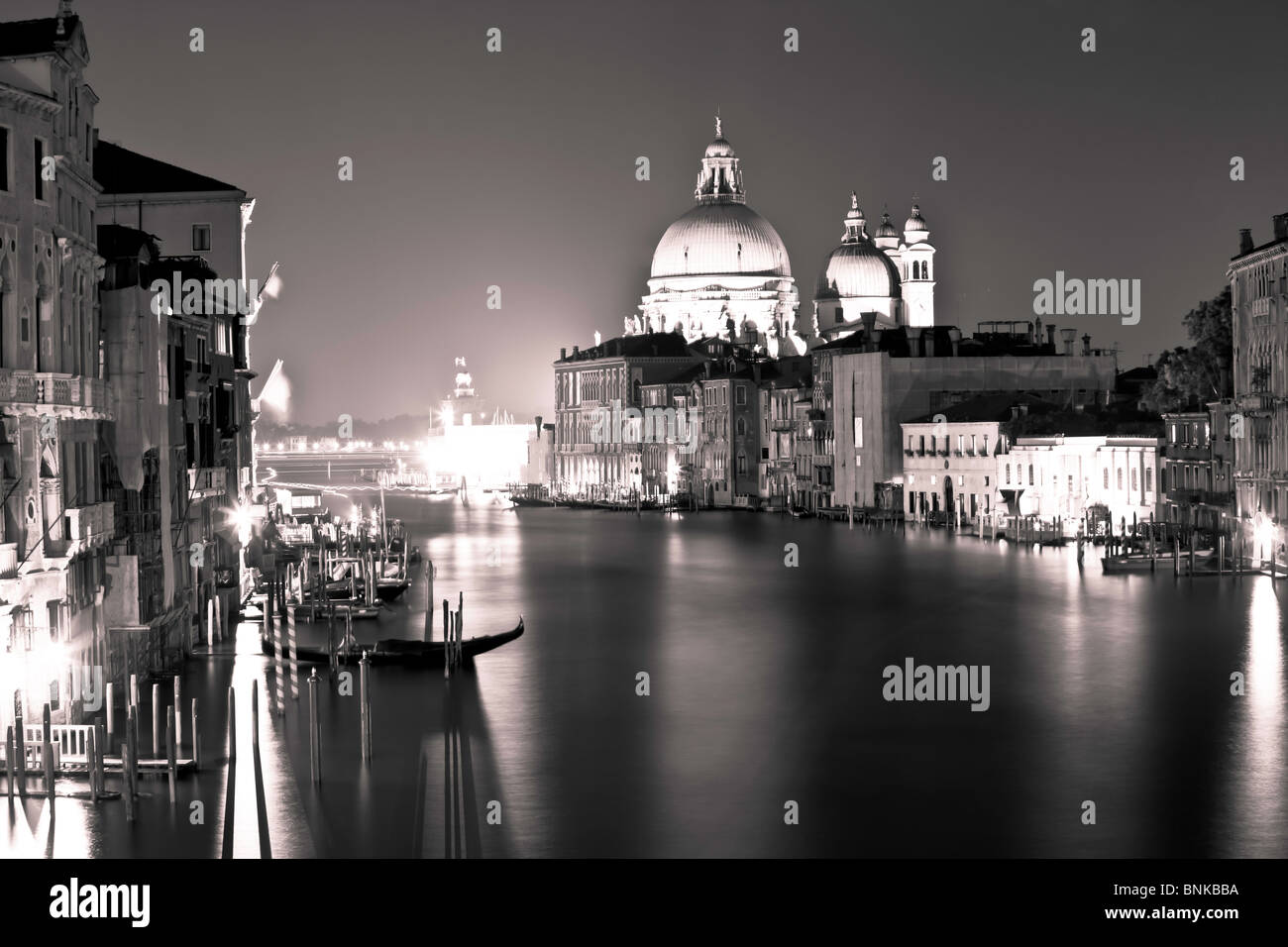 Il Canal Grande di Venezia di notte Foto Stock