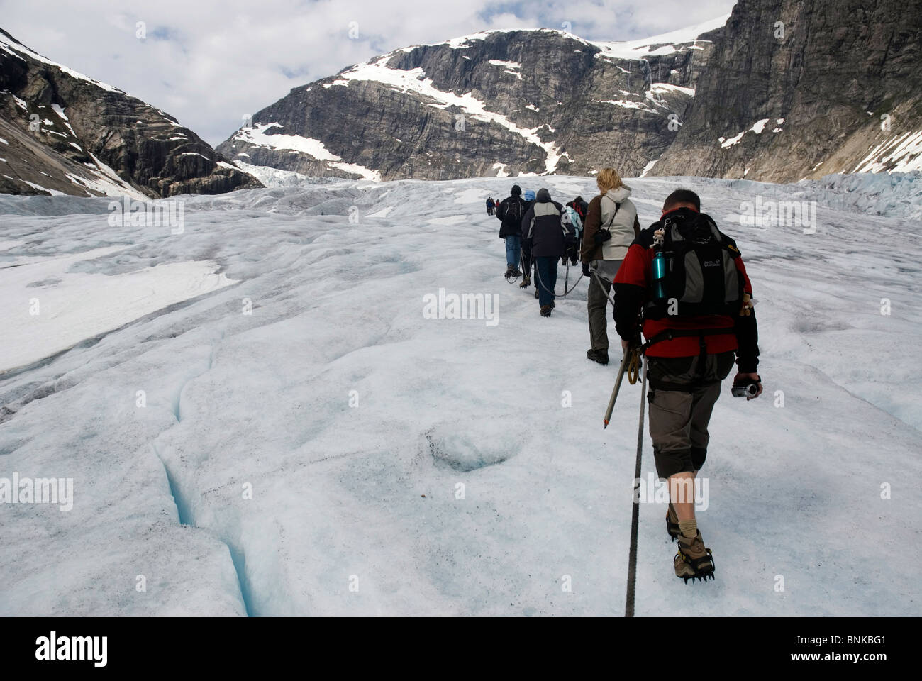 Glaciar Jostedel, a Nigarsbreen, Norvegia. Foto Stock