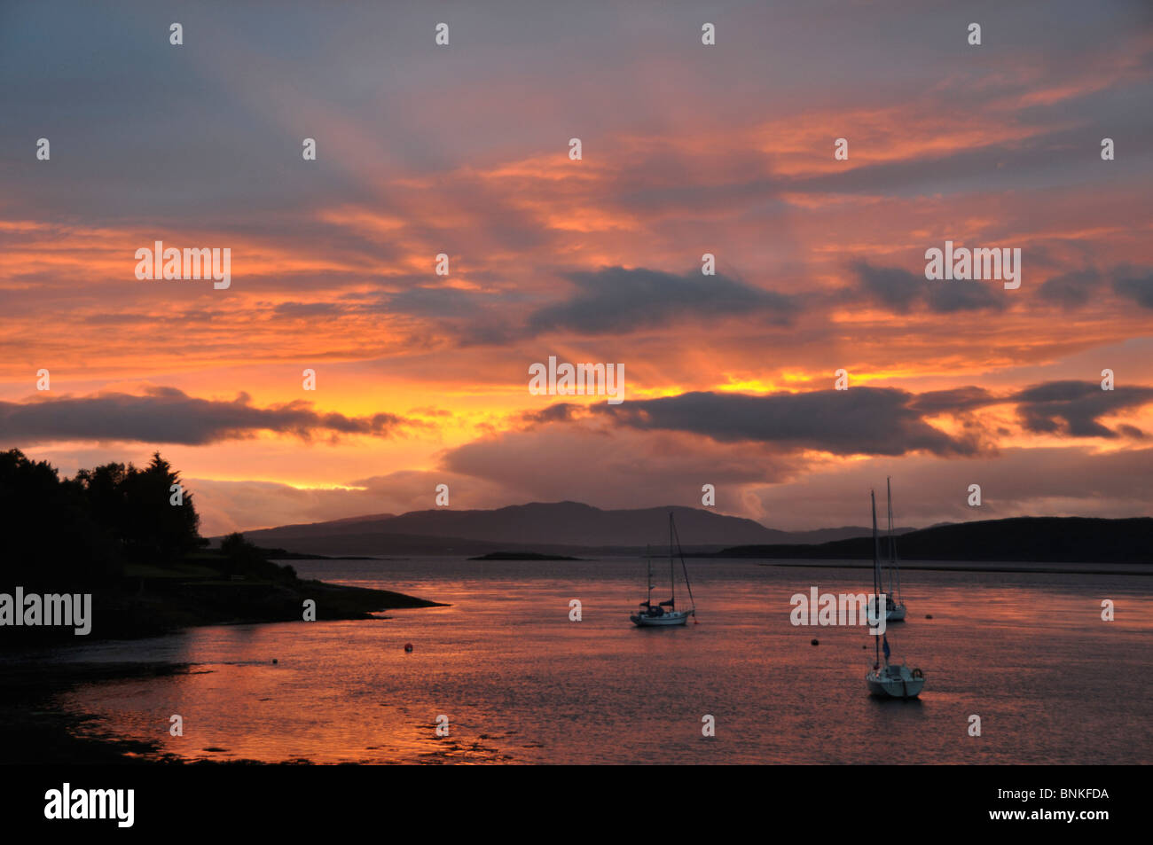 Tramonto, Connel, Oban, Scozia Foto Stock