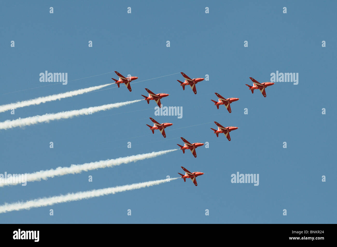 Le frecce rosse RAF per i voli in formazione di team Foto Stock