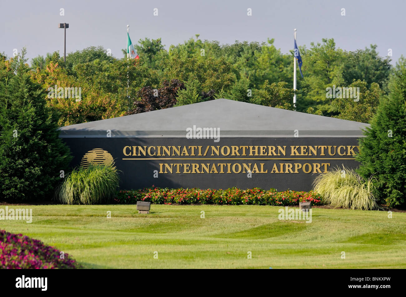 Segno di ingresso per i Cincinnati/Northern Kentucky International Airport Foto Stock