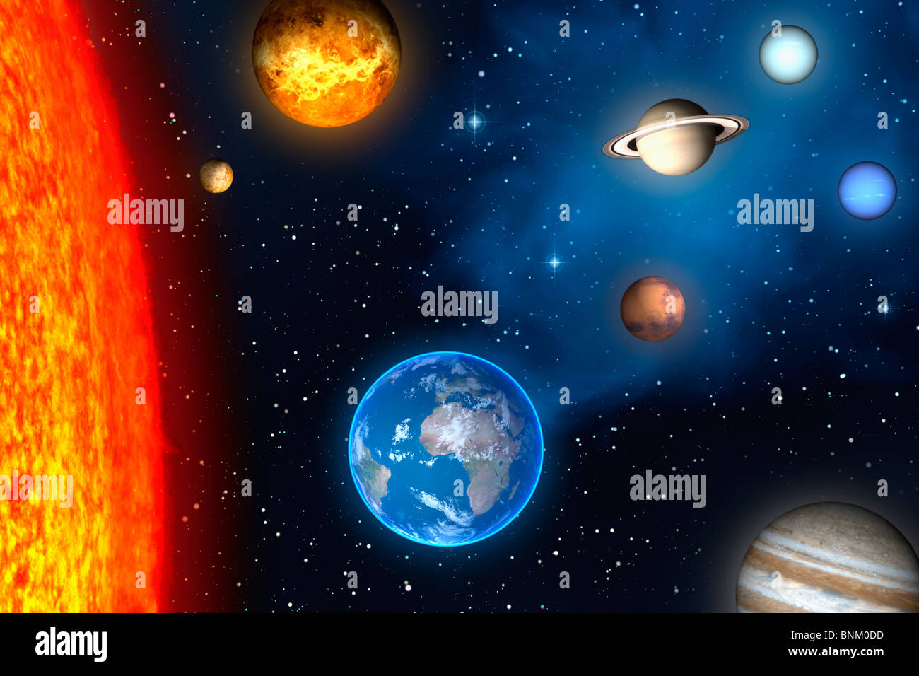 3D illustrazione del sistema solare. Foto Stock