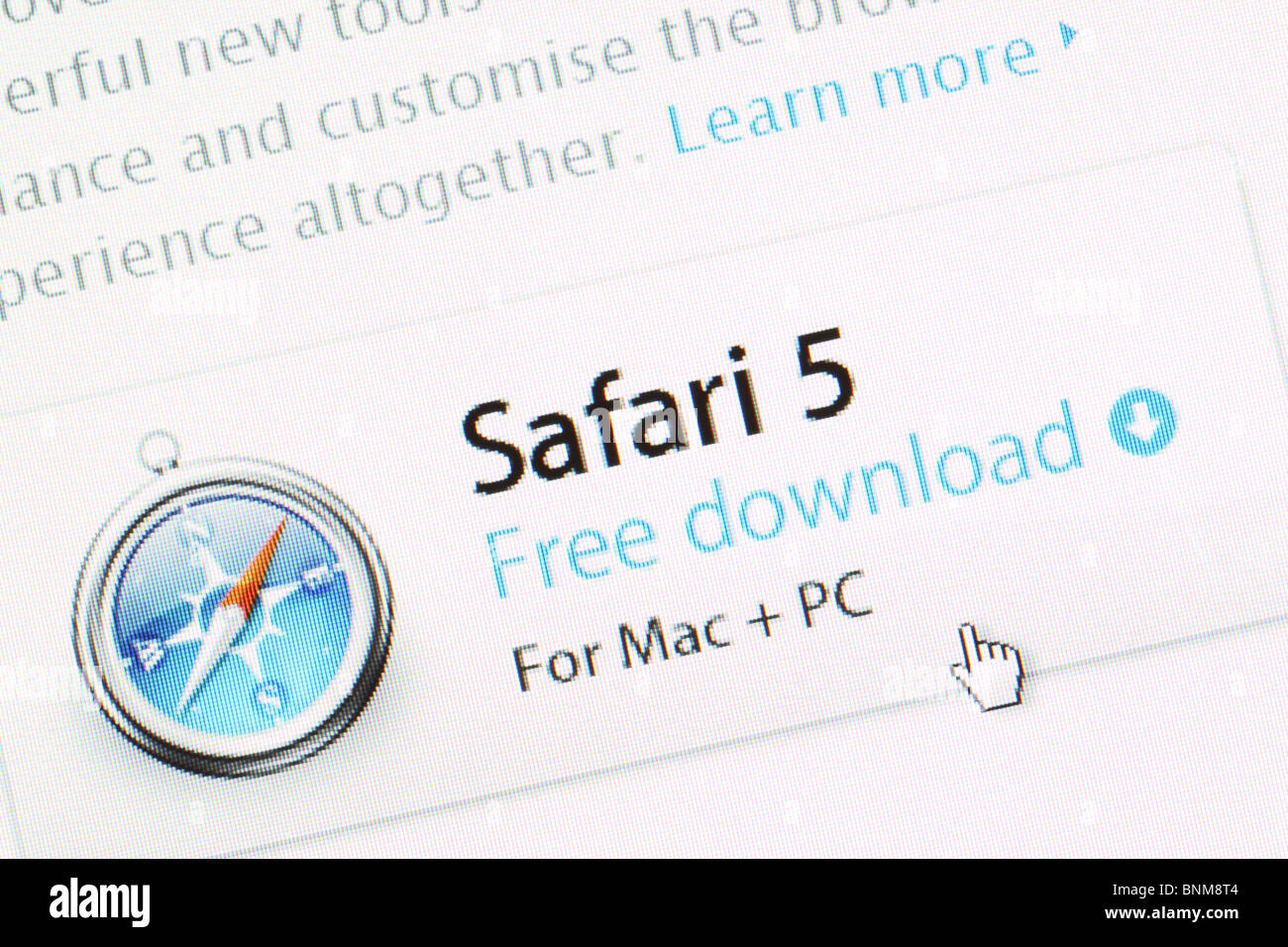 Safari 5 internet browser web www per computer Mac e PC Foto Stock