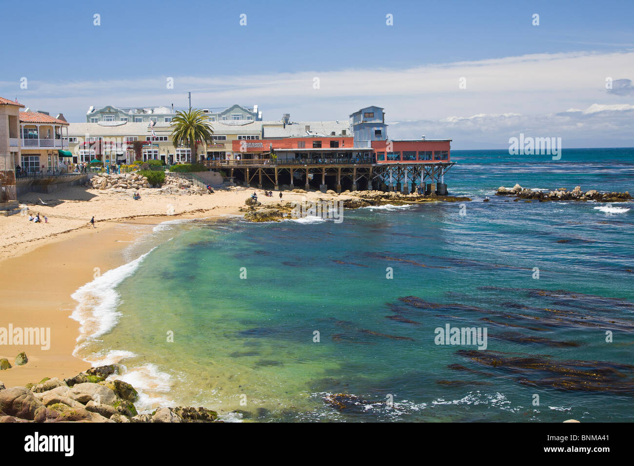 Historic Cannery Row shopping, ristorante e area di intrattenimento a Monterey in California Foto Stock