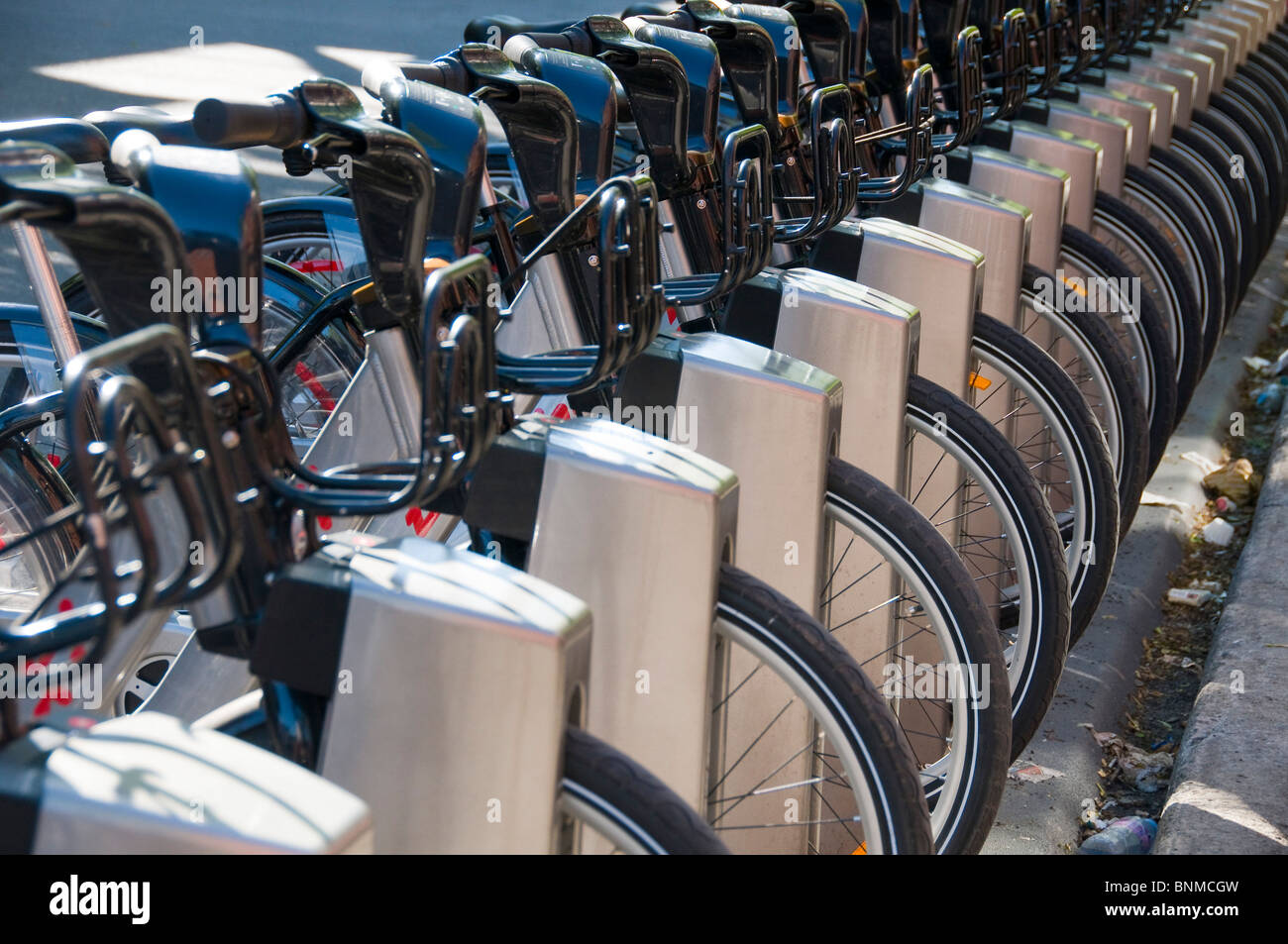 Bixi biciclette gratuite station è un bike sharing system, Montreal Canada Quebec, Foto Stock