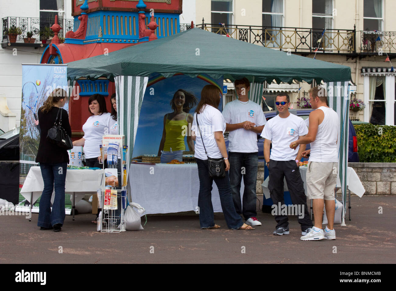 Nhs informazioni dirette del road show consulenza sanitaria Weymouth Dorset Inghilterra Foto Stock