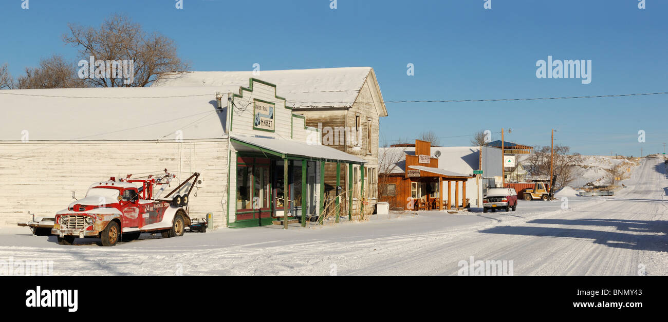 Panorama Inverno Ridge mercato coperto di neve invernale su strada Paisley Oregon USA Foto Stock