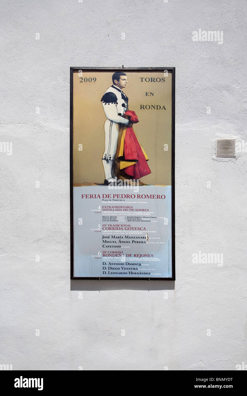 Poster della corrida goyesca plaza de toros feria ronda spagna Foto Stock