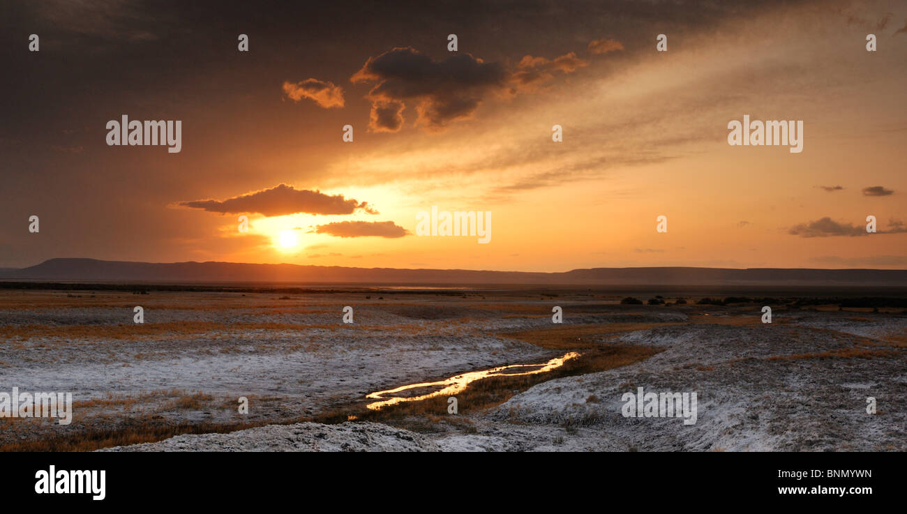 Panorama su Sunrise Alvord campi nel deserto Sud Orientale Oregon Oregon USA Foto Stock