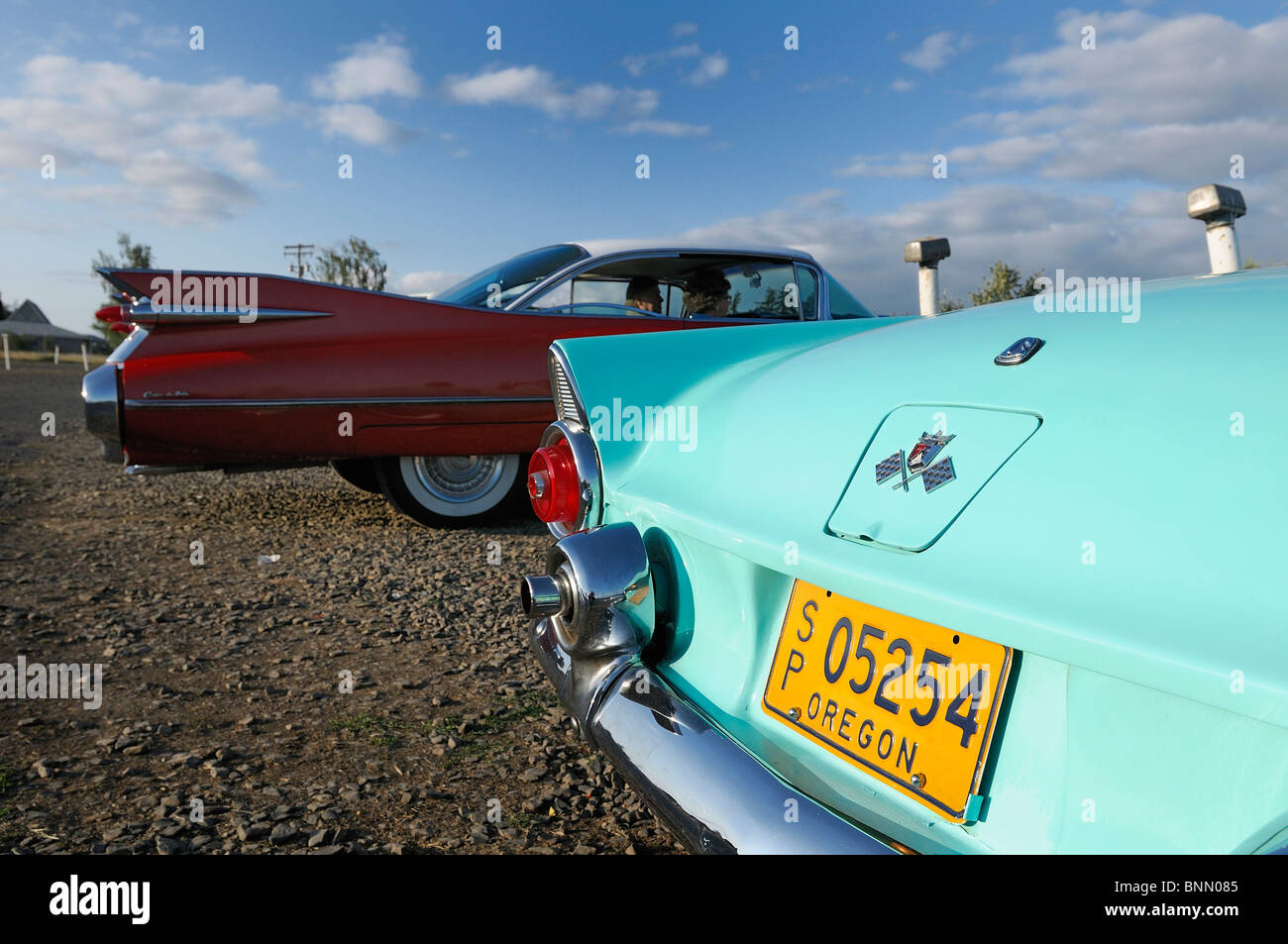 Classic car car motore unità Vu in Dallas Oregon USA 50Cravatte, Foto Stock