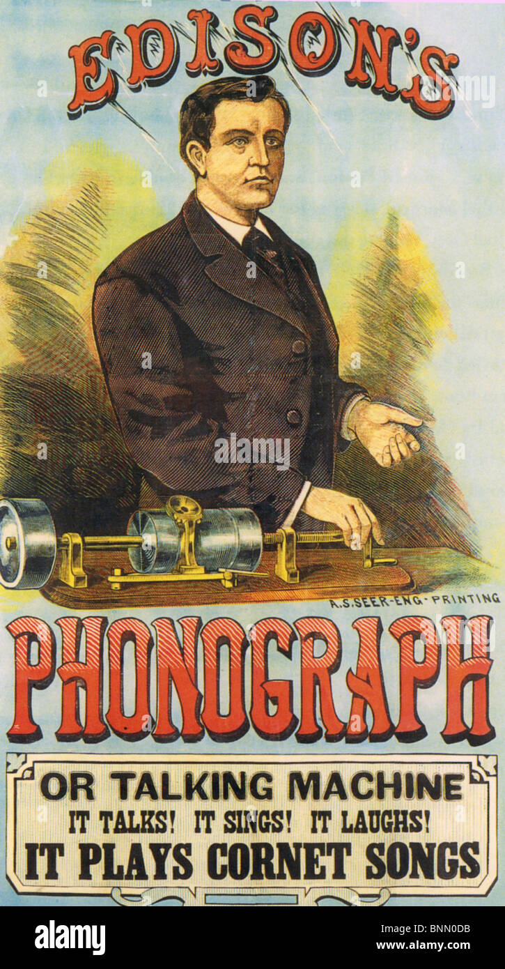 EDSION FONOGRAFO annuncio circa 1900 Foto Stock