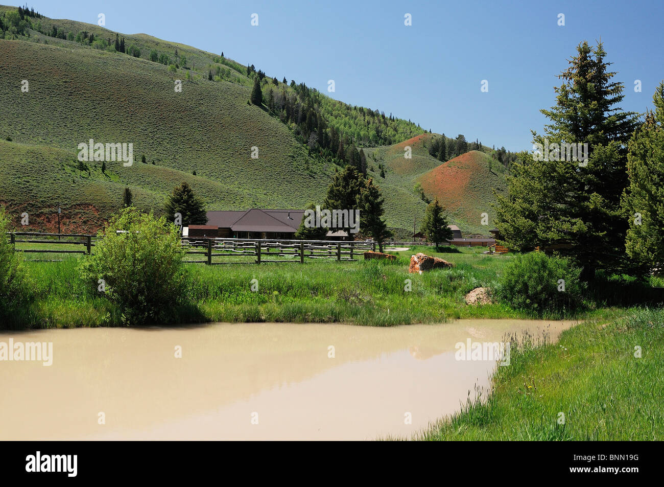Crystal Creek Red Rock Ranch Guest Ranch Kelly Wyoming usa colline Foto Stock