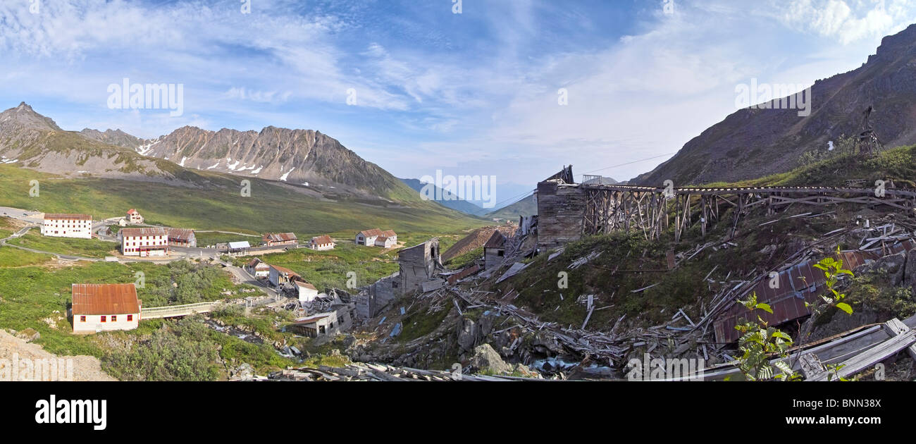 Vista panoramica di indipendenza miniera in Hatcher Pass durante l'estate, Alaska Foto Stock