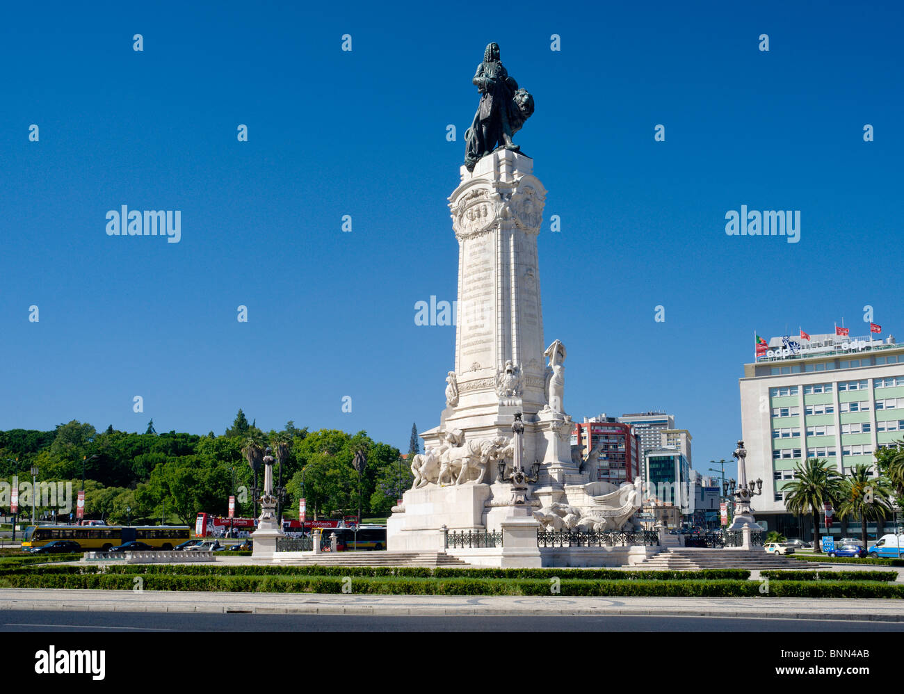 La Praça Marquês de Pombal in Lisbona Foto Stock