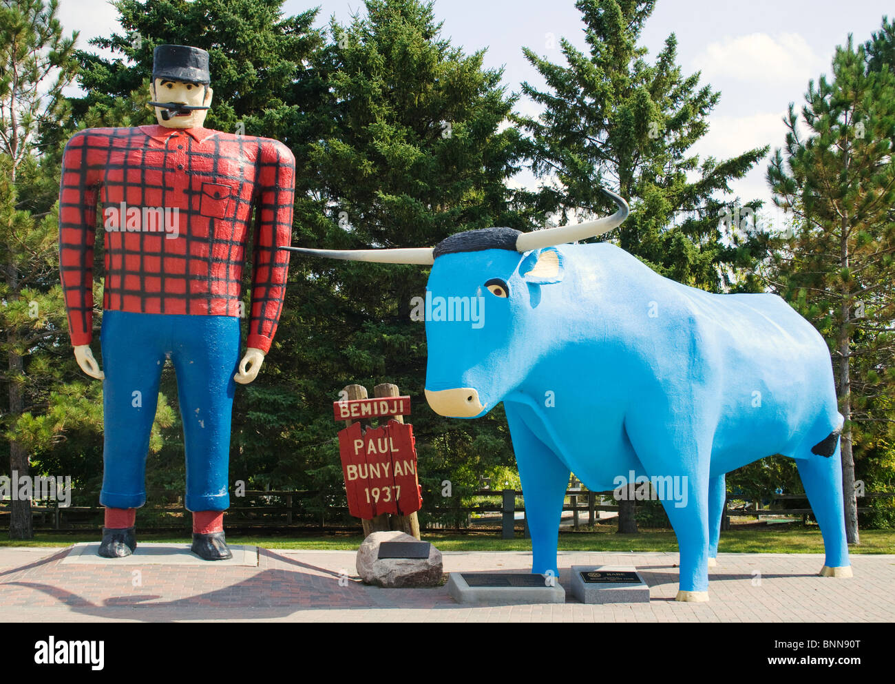 Paul Bunyan e Babe il bue blu in Bemidji Minnesota Foto Stock