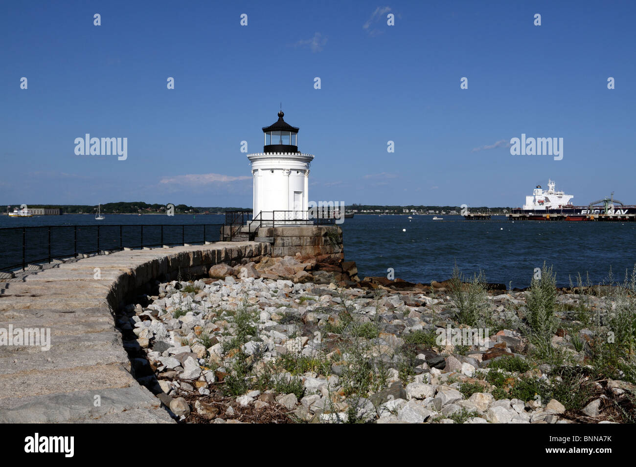 Portland Breakwater Lighthouse / luce di Bug in Sud Portland all'entrata di Portland è il porto da Casco Bay, Maine, Stati Uniti d'America. Foto Stock