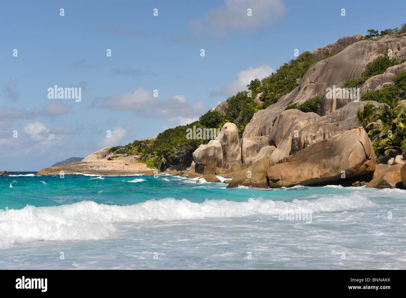 Seychelles Grand Soeur isola mare sassi Steinformation Foto Stock