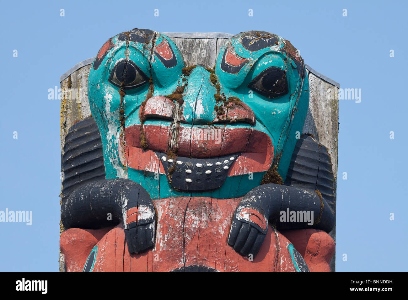 Stati Uniti d'America, Alaska, Hoonah - Native American Totem Totem Pole Foto Stock