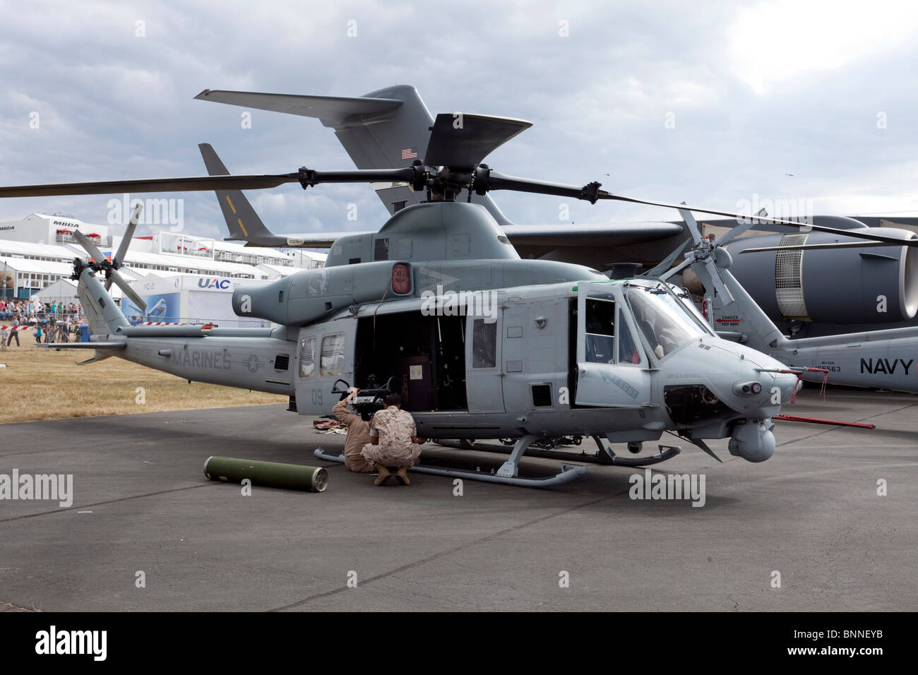 Un marines americani elicottero a Farnborough Regno Unito air show. Foto Stock