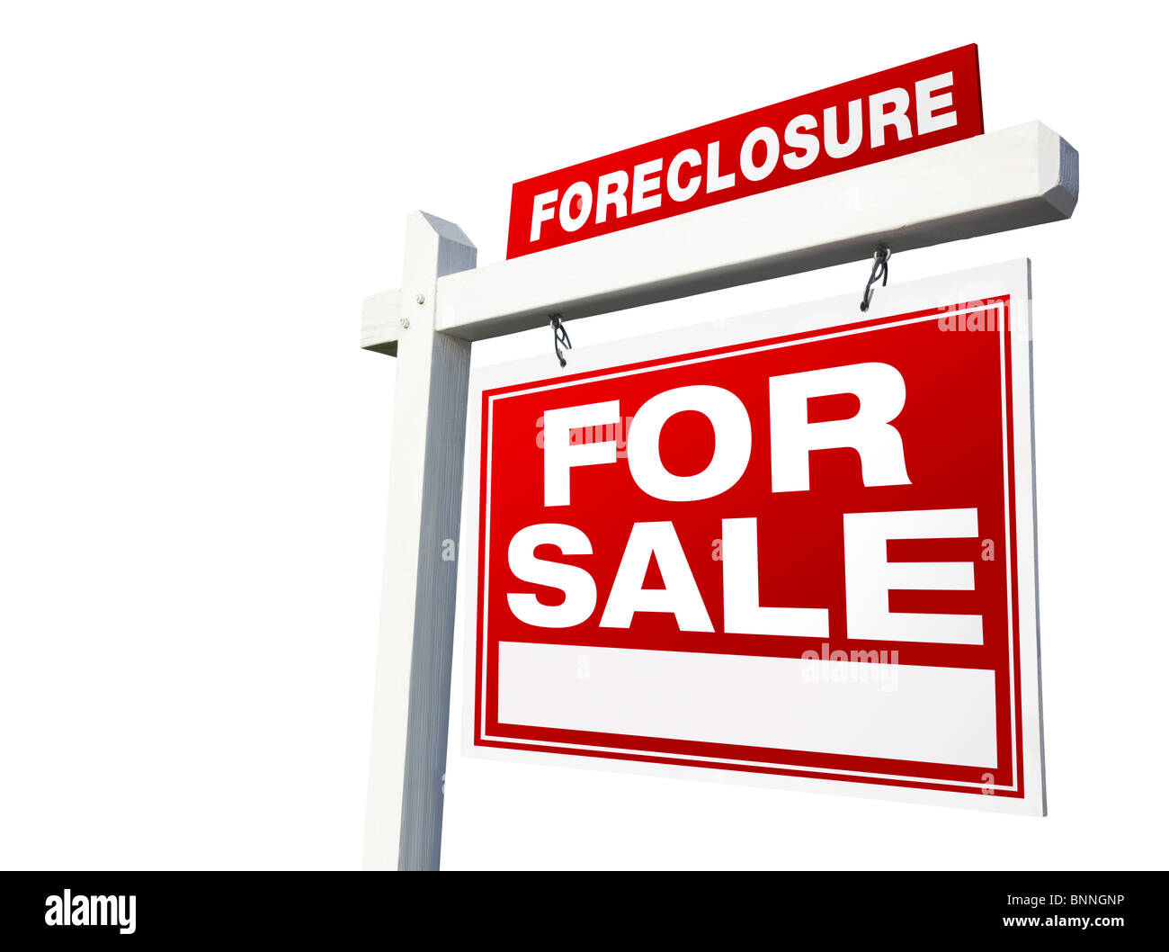 La preclusione per la vendita immobiliare di segno isolato su uno sfondo bianco. Foto Stock