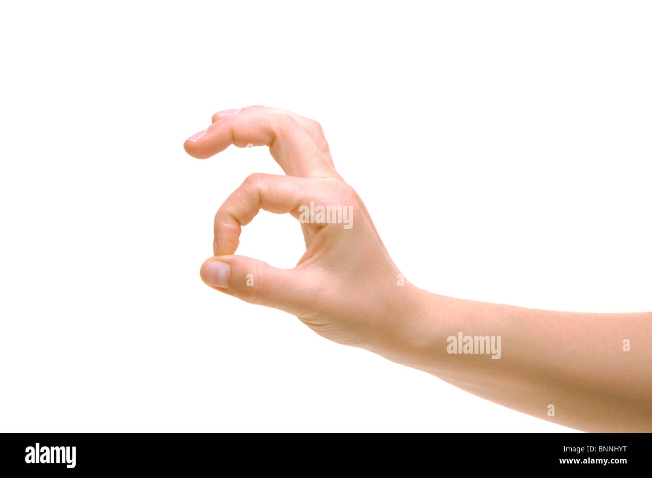 I gesti delle mani - OK. Isolato su sfondo bianco con percorso di clipping. Foto Stock