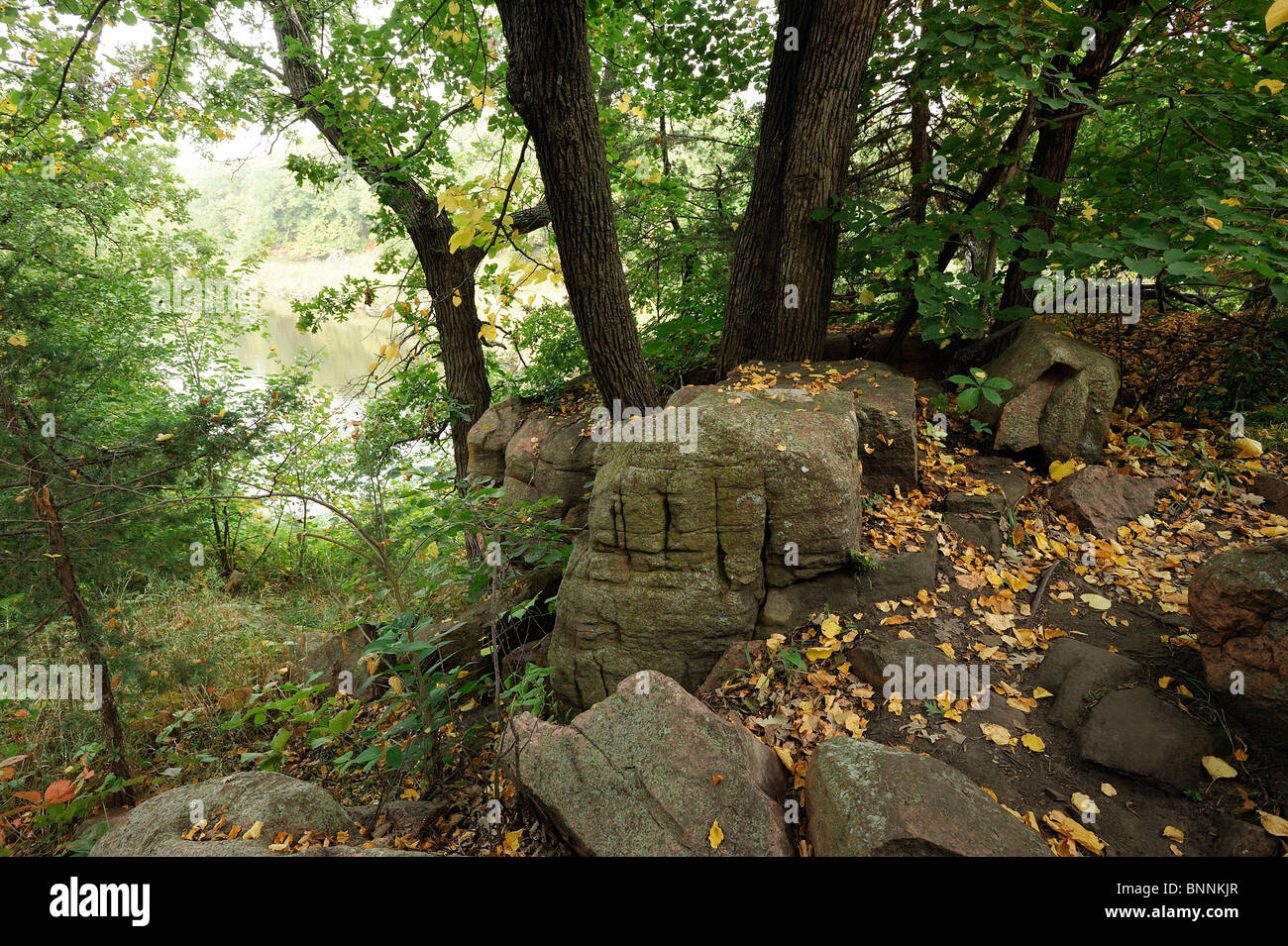 I colori dell'Autunno colori stato Palisades Park South Dakota USA America Stati Uniti d'America alberi rocce Foto Stock