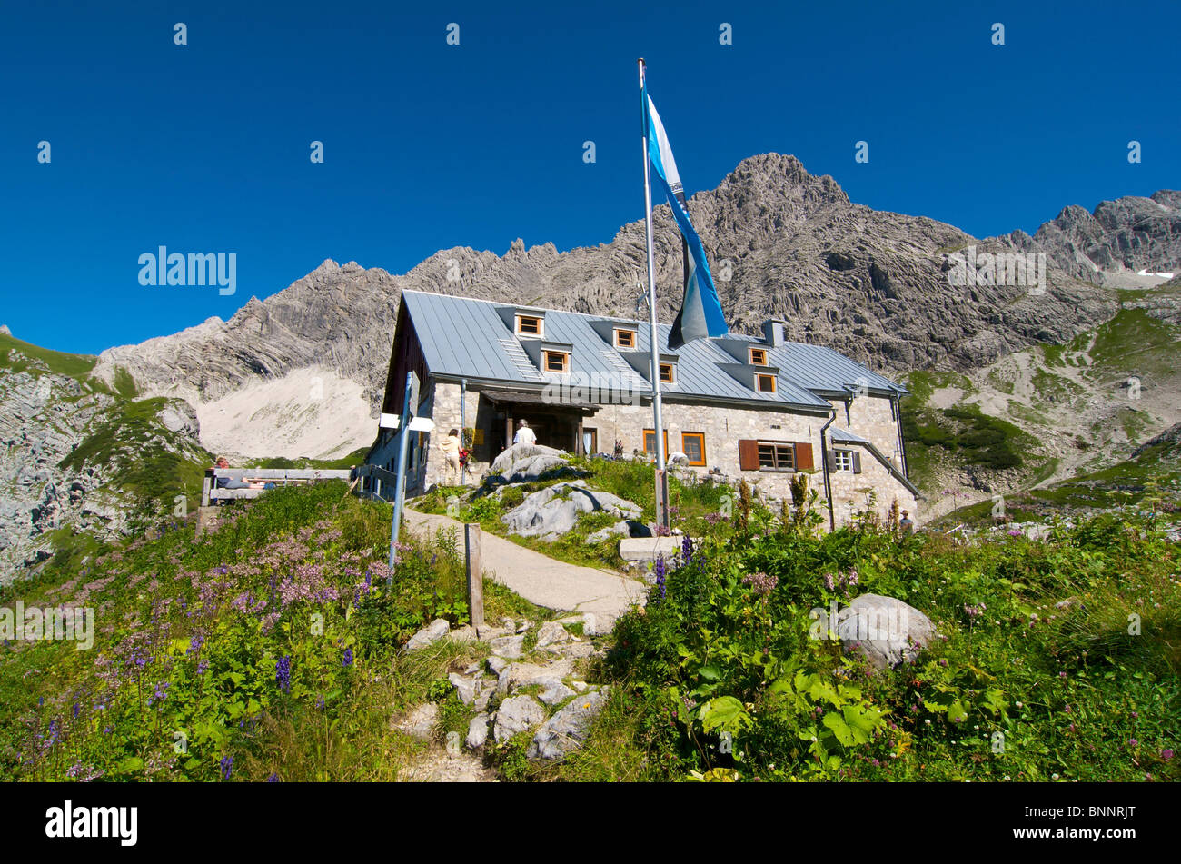 Allgaeu Allgäu Germania principe Luitpold casa Valle Hintersteiner Bad Hindelang bavaresi hut montagne alto massiccio di uccelli Foto Stock