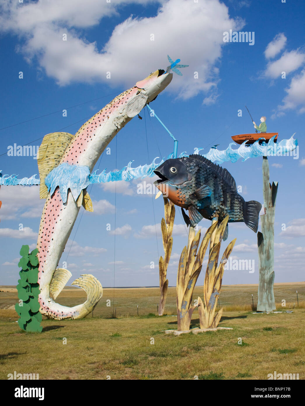 L'autostrada incantata sculture artistiche sulla strada per Regent North Dakota Foto Stock