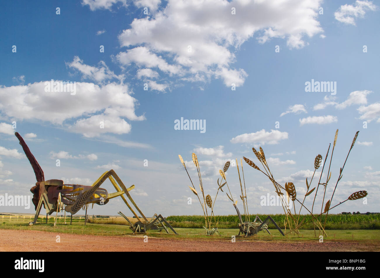 L'autostrada incantata sculture artistiche sulla strada per Regent North Dakota Foto Stock