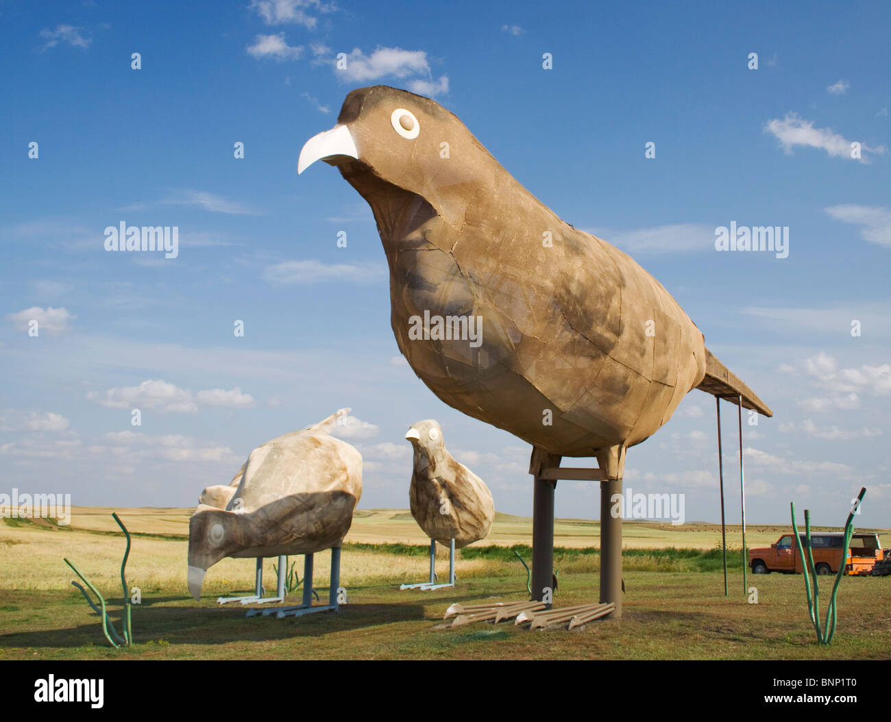 L'autostrada incantata sculture artistiche sulla strada per Regent North Dakota Foto Stock