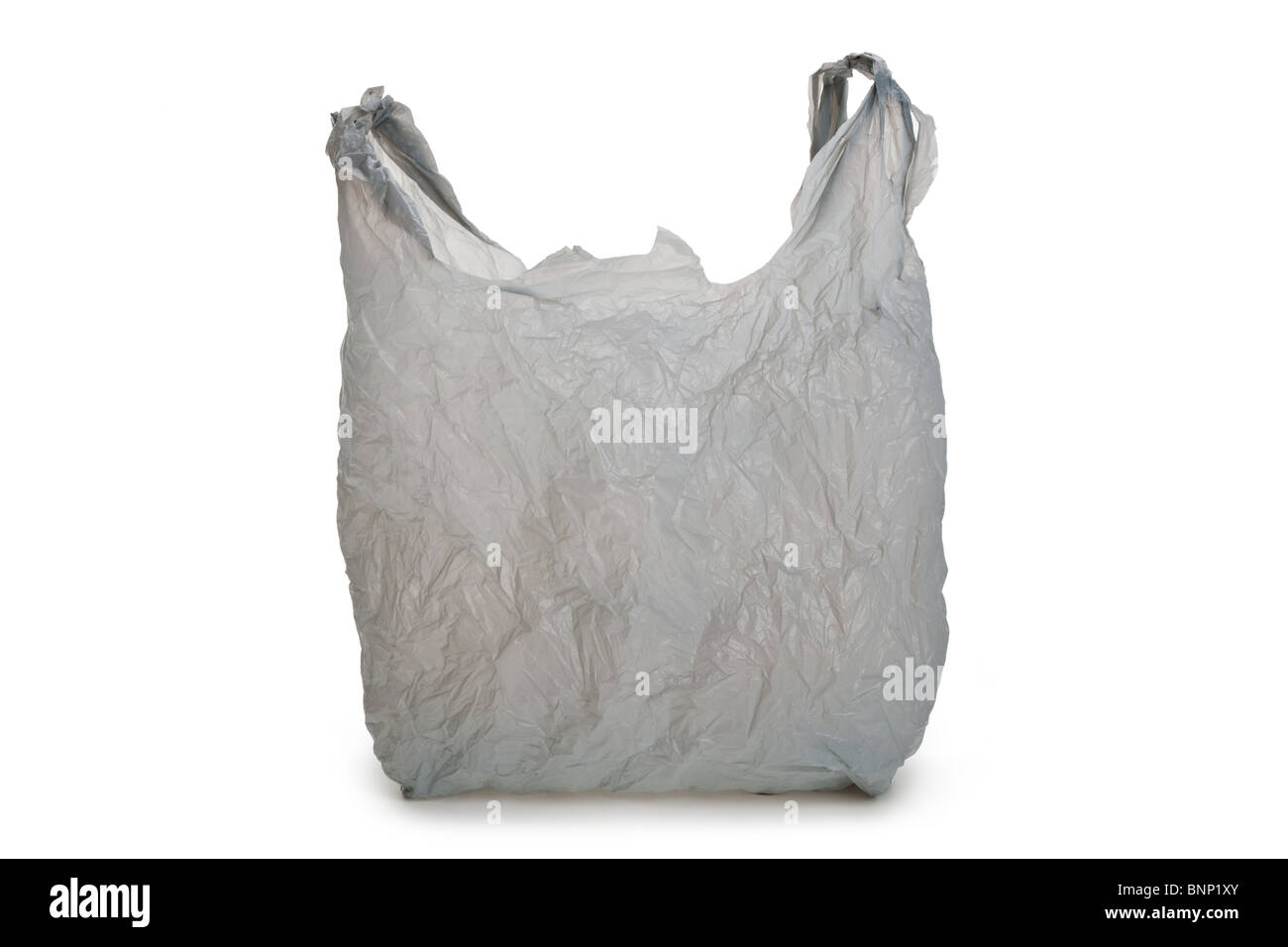 Grigio il sacchetto di plastica con sfondo bianco Foto Stock