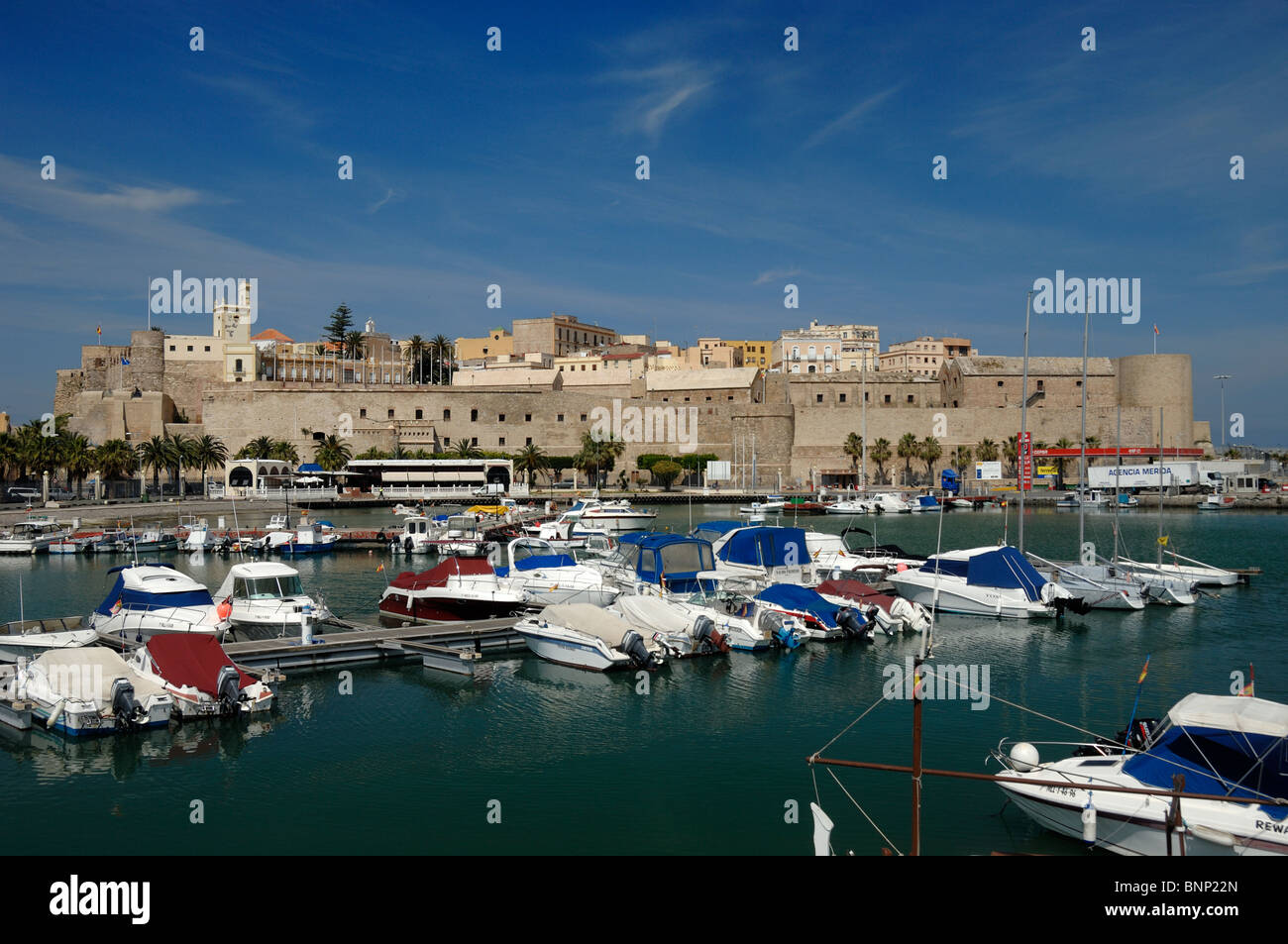 Cittadella medioevale, Città Vecchia, Porto & Porto di Melilla (enclave spagnola in Nord Africa - Marocco), Spagna Foto Stock