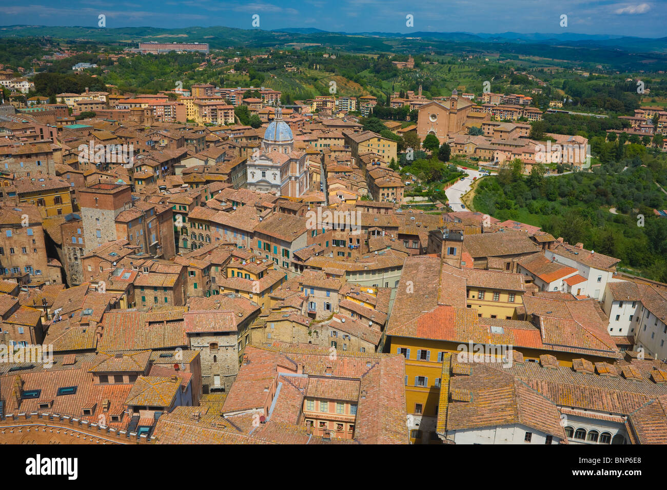 Panoramica degli edifici a Siena, Toscana, Italia Foto Stock