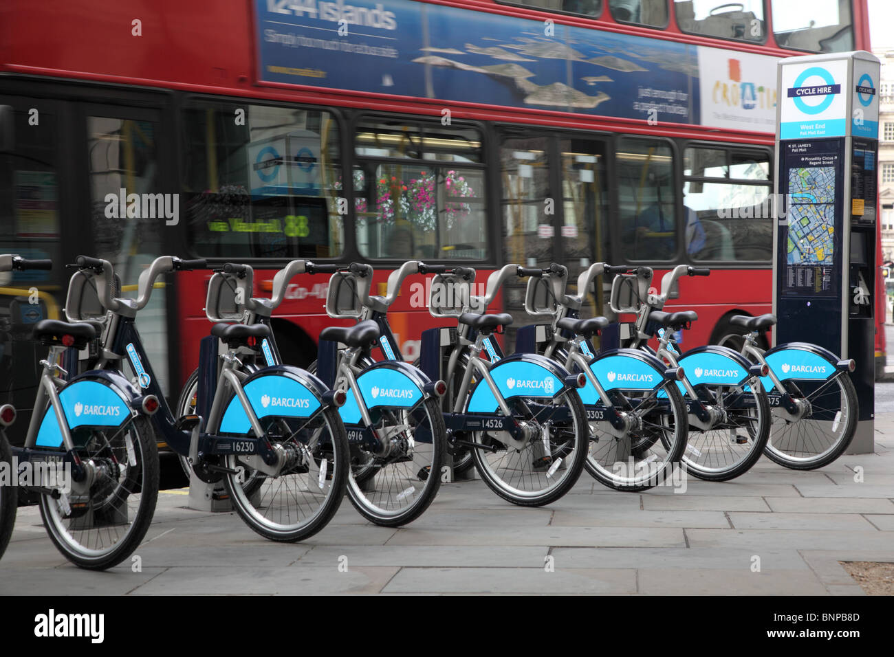 Barclays Cycle Hire in Westminster, London, W1. Foto Stock
