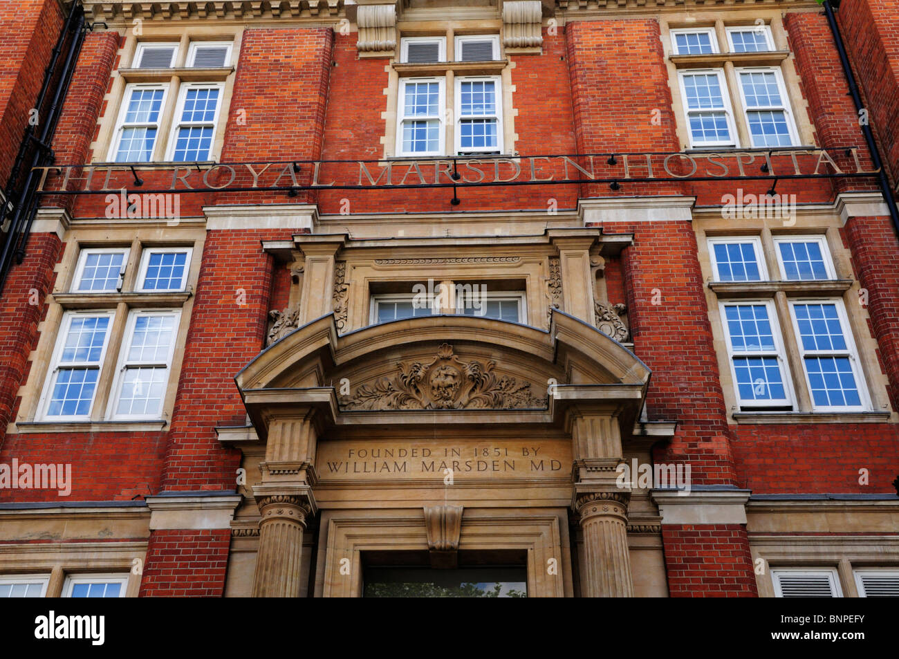 Il Royal Marsden Hospital facciata, Fulham Road, Londra, Inghilterra, Regno Unito Foto Stock