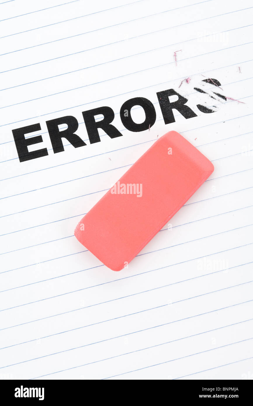 Eraser e word error, concetto di Foto Stock