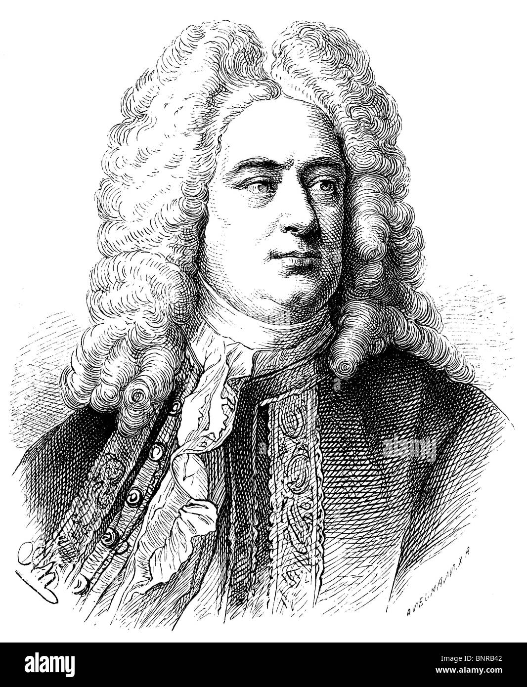 George Frideric Handel (Georg Friedrich Händel (1685 - 1759), Tedesco-inglese compositore barocco Foto Stock